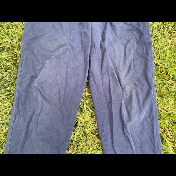 100% COTTON DISTRESSED VINTAGE NAVY SLACKS - Picture 4 of 9
